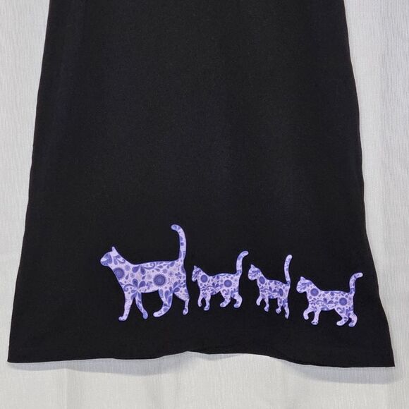Animal Rescue Wildlife Works Black & Purple Calico Print in Cat Tee Shirt Dress - Picture 2 of 8